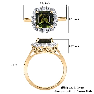 Certified AAA Bohemian Moldavite, Lab Grown Diamond Ring in 10K Yellow Gold 2.45 ctw (Size 10.0)