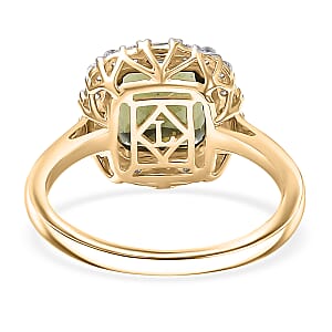 Certified AAA Bohemian Moldavite, Lab Grown Diamond Ring in 10K Yellow Gold 2.45 ctw (Size 7.0)