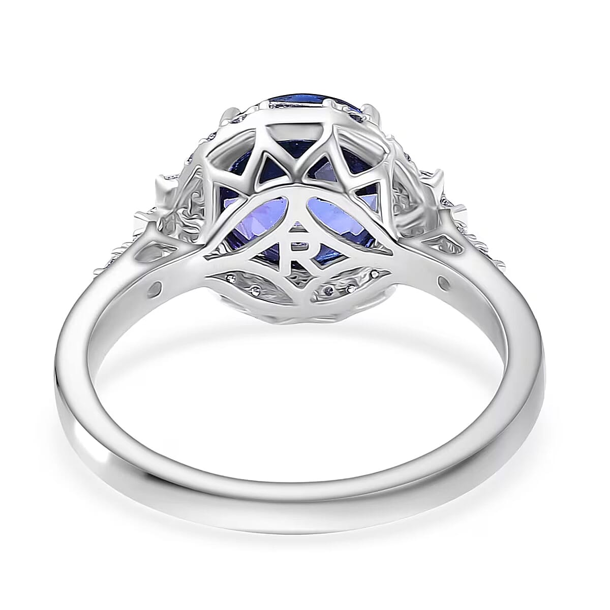 Doorbuster Certified & Appraised Rhapsody AAAA Tanzanite and Diamond E-F VS 4.03 ctw Art Deco Ring in 950 Platinum (Size 10.0) 6.83 Grams image number 6