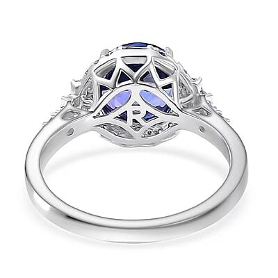 Certified & Appraised Rhapsody AAAA Tanzanite and Diamond E-F VS 4.03 ctw Art Deco Ring in 950 Platinum (Size 10.0) 6.83 Grams