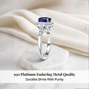  Certified & Appraised Rhapsody AAAA Tanzanite and Diamond E-F VS 4.03 ctw Art Deco Ring in 950 Platinum (Size 5.0) 6.83 Grams