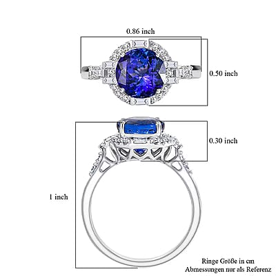 Certified & Appraised Rhapsody AAAA Tanzanite and Diamond E-F VS 4.03 ctw Art Deco Ring in 950 Platinum (Size 5.0) 6.83 Grams