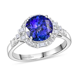 Doorbuster Certified & Appraised Rhapsody AAAA Tanzanite and Diamond E-F VS 4.03 ctw Art Deco Ring in 950 Platinum (Size 6.0) 6.83 Grams