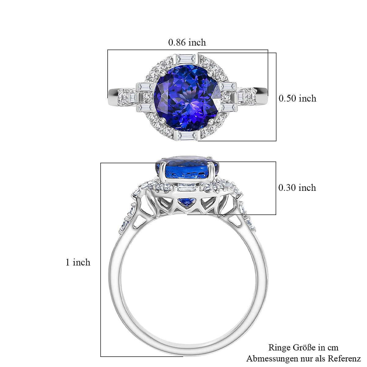 Doorbuster Certified & Appraised Rhapsody AAAA Tanzanite and Diamond E-F VS 4.03 ctw Art Deco Ring in 950 Platinum (Size 6.0) 6.83 Grams image number 5