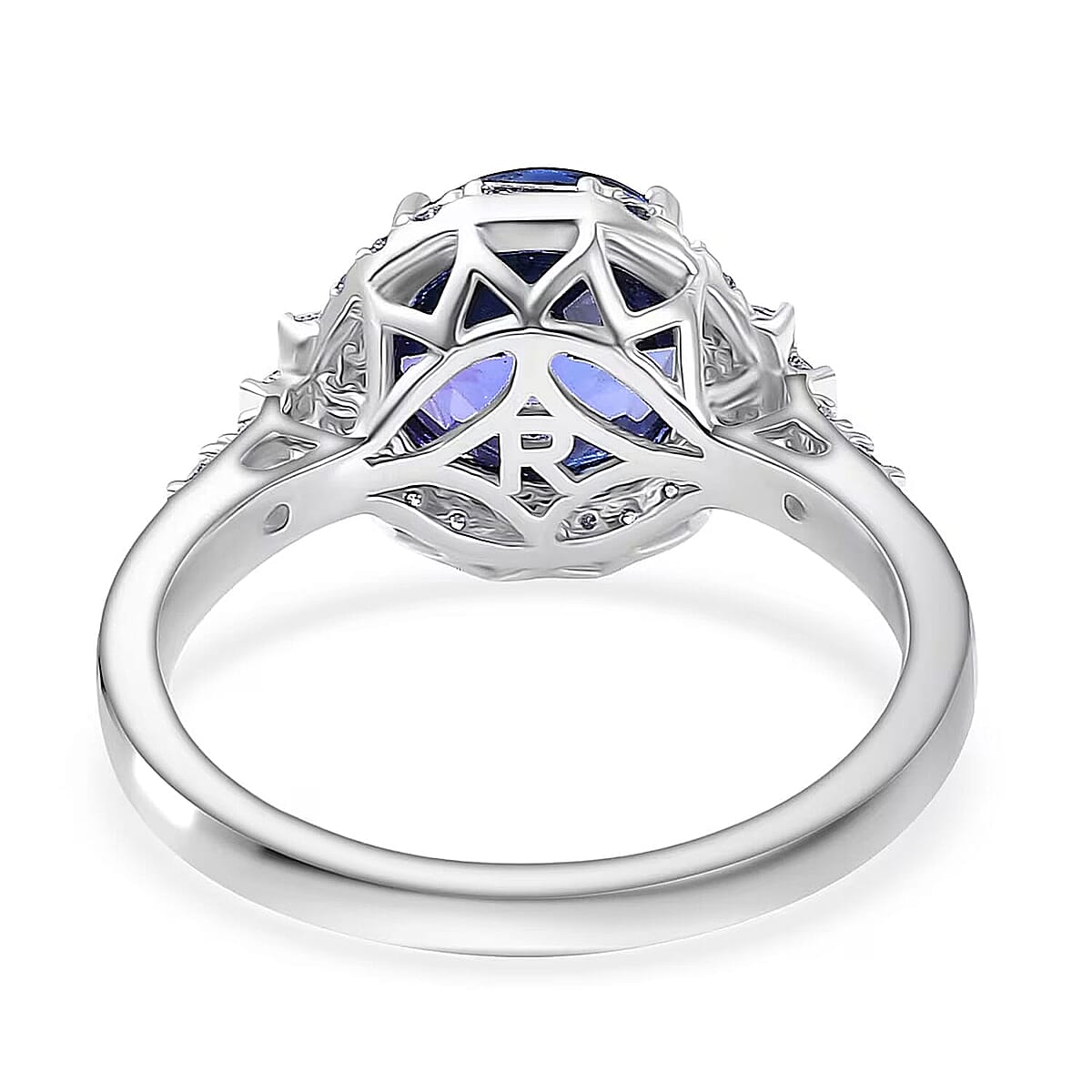  Certified & Appraised Rhapsody AAAA Tanzanite and Diamond E-F VS 4.03 ctw Art Deco Ring in 950 Platinum (Size 6.0) 6.83 Grams image number 6