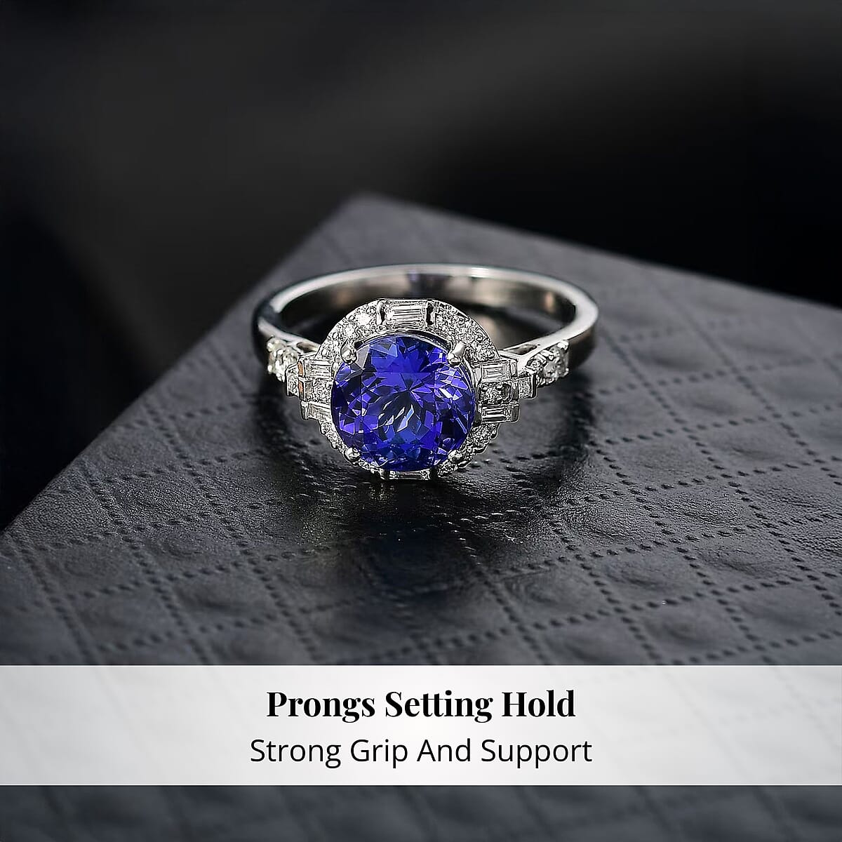 Doorbuster Certified & Appraised Rhapsody AAAA Tanzanite and Diamond E-F VS 4.03 ctw Art Deco Ring in 950 Platinum (Size 7.0) 6.83 Grams image number 3