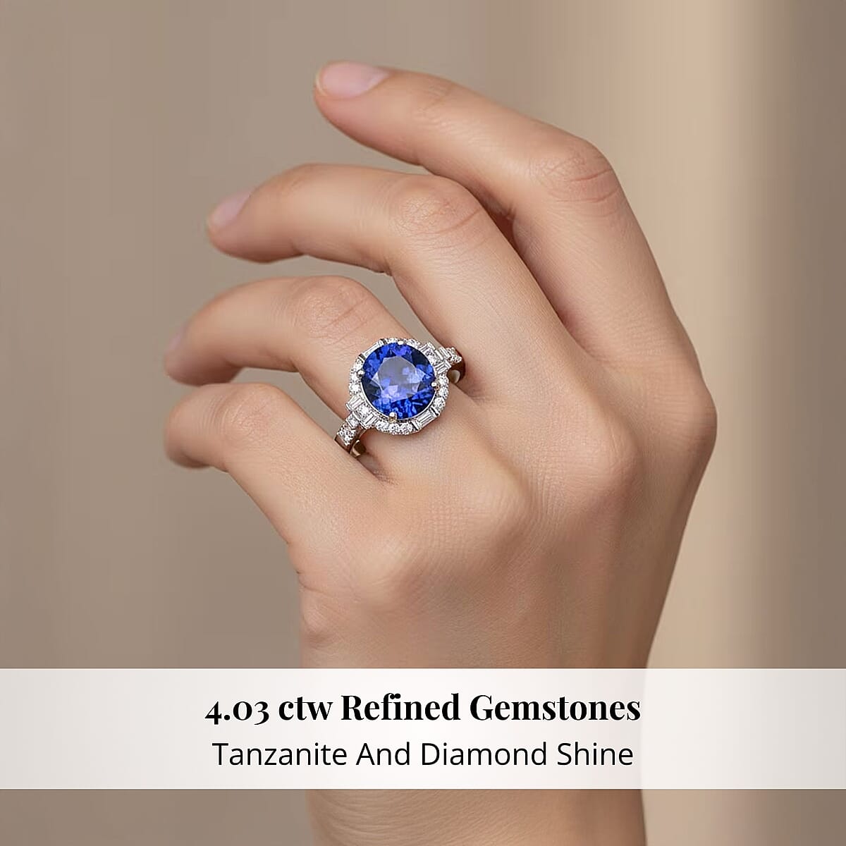  Certified & Appraised Rhapsody AAAA Tanzanite and Diamond E-F VS 4.03 ctw Art Deco Ring in 950 Platinum (Size 7.5) 6.83 Grams image number 1