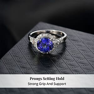  Certified & Appraised Rhapsody AAAA Tanzanite and Diamond E-F VS 4.03 ctw Art Deco Ring in 950 Platinum (Size 7.5) 6.83 Grams