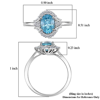 Certified and Appraised AAA Cambodian Blue Zircon, Diamond Ring in 10K White Gold 2.50 ctw (Size 10.0)