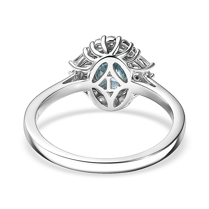 Certified and Appraised AAA Cambodian Blue Zircon, Diamond Ring in 10K White Gold 2.50 ctw (Size 10.5)