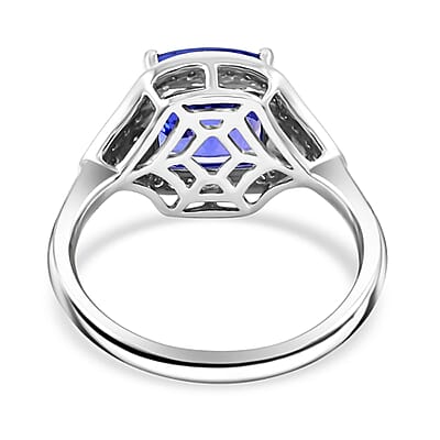 Certified & Appraised Rhapsody AAAA Tanzanite and E-F VS Diamond 4.50 ctw Ring in 950 Platinum (Size 4.5) 6.47 Grams