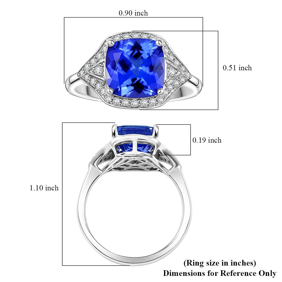 Certified & Appraised Rhapsody AAAA Tanzanite and E-F VS Diamond 4.50 ctw Ring in 950 Platinum (Size 4.5) 6.47 Grams image number 5