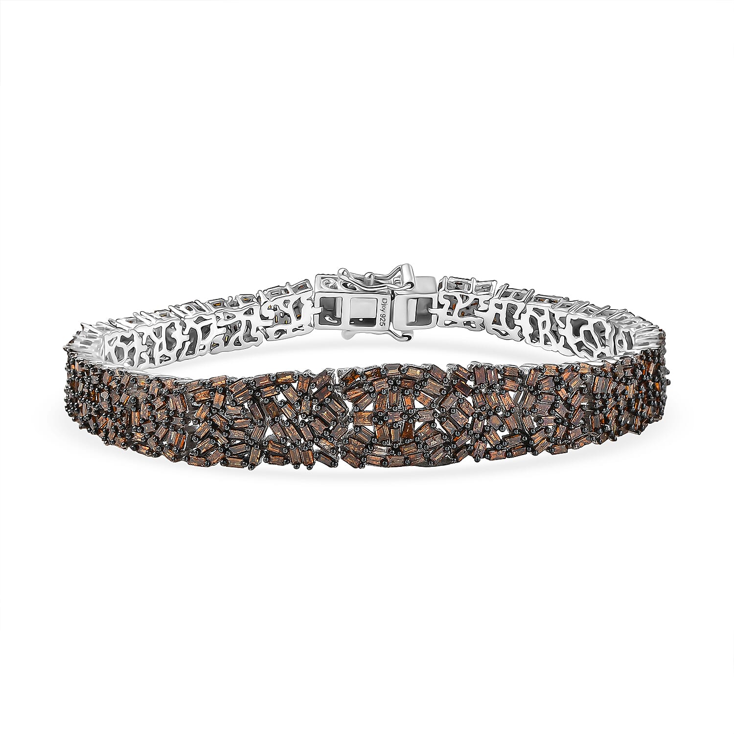 D'Joy Red Diamond 5.01 ctw Bracelet in Rhodium Over Sterling Silver (7.50 In)