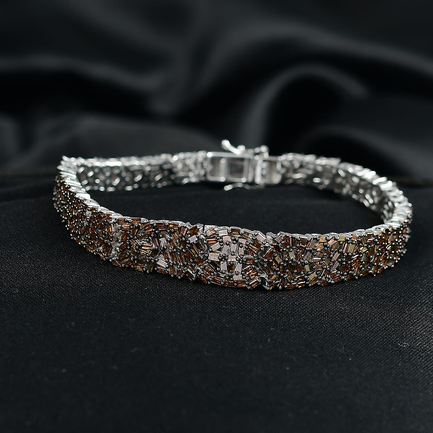 D'Joy Red Diamond 5.01 ctw Bracelet in Rhodium Over Sterling Silver (7.50 In)