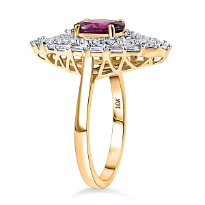 Certified AAA Radiant Ember Garnet, Lab-Grown Diamond Ring in 10K Yellow Gold 2.06 ctw (Size 10.0)