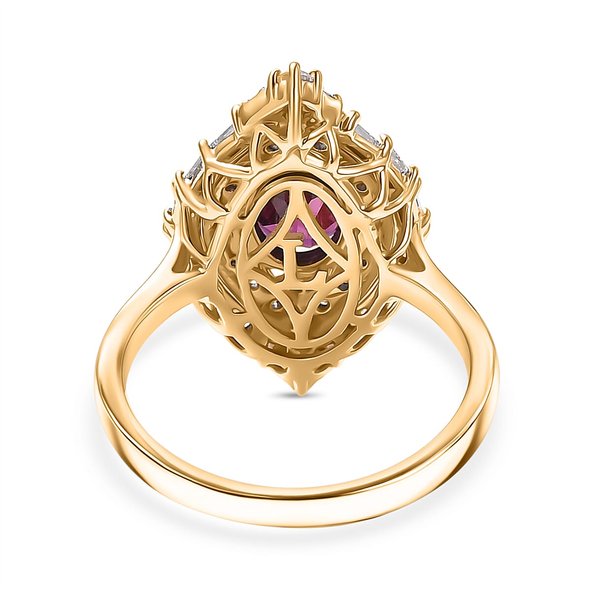 Certified & Appraised AAA Radiant Ember Garnet and Luxuriant Diamond (G-H, SI) 2.06 ctw Ring in 10K Yellow Gold (Size 6.0) image number 4