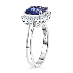 Certified & Appraised Rhapsody 950 Platinum AAAA Tanzanite, Diamond (E-F, VS) (0.28 cts) Ring (Size 10.0) (6.10 g) 3.01 ctw