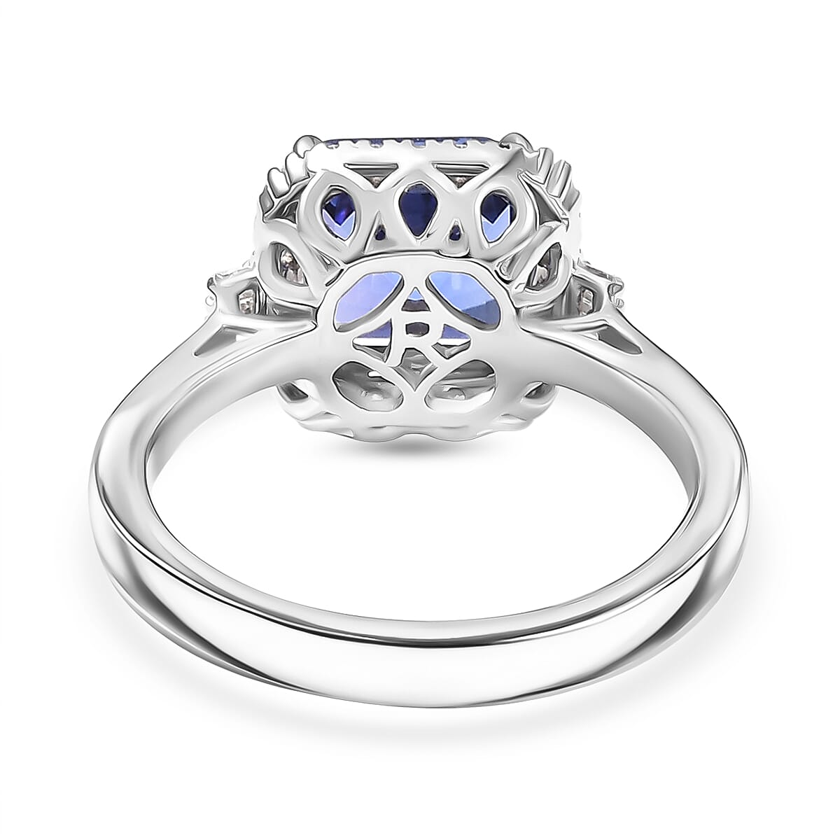 Certified & Appraised Rhapsody 950 Platinum AAAA Tanzanite, Diamond (E-F, VS) (0.28 cts) Ring (Size 10.0) (6.10 g) 3.01 ctw image number 4