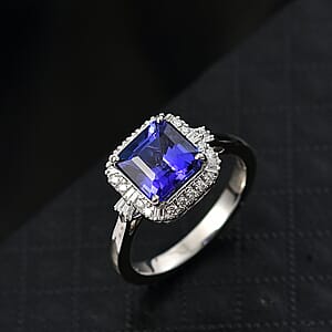 Doorbuster Certified & Appraised Rhapsody AAAA Tanzanite and Diamond E-F VS 3.00 ctw Ring in 950 Platinum (Size 7.0) 6.10 Grams