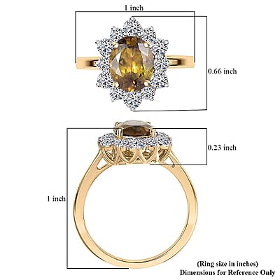 Certified & Appraised AAA Sava Sphene and Luxuriant Lab Grown Diamond G-H SI 2.96 ctw Ring in 10K Yellow Gold (Size 5.0)