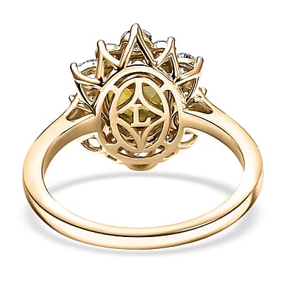 Certified & Appraised AAA Sava Sphene and Luxuriant Lab Grown Diamond G-H SI 2.96 ctw Ring in 10K Yellow Gold (Size 6.0)
