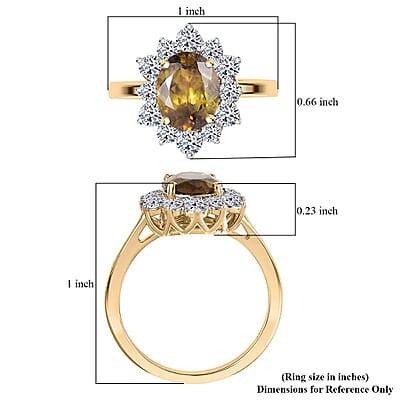 Certified & Appraised AAA Sava Sphene and Luxuriant Lab Grown Diamond G-H SI 2.96 ctw Ring in 10K Yellow Gold (Size 6.0)