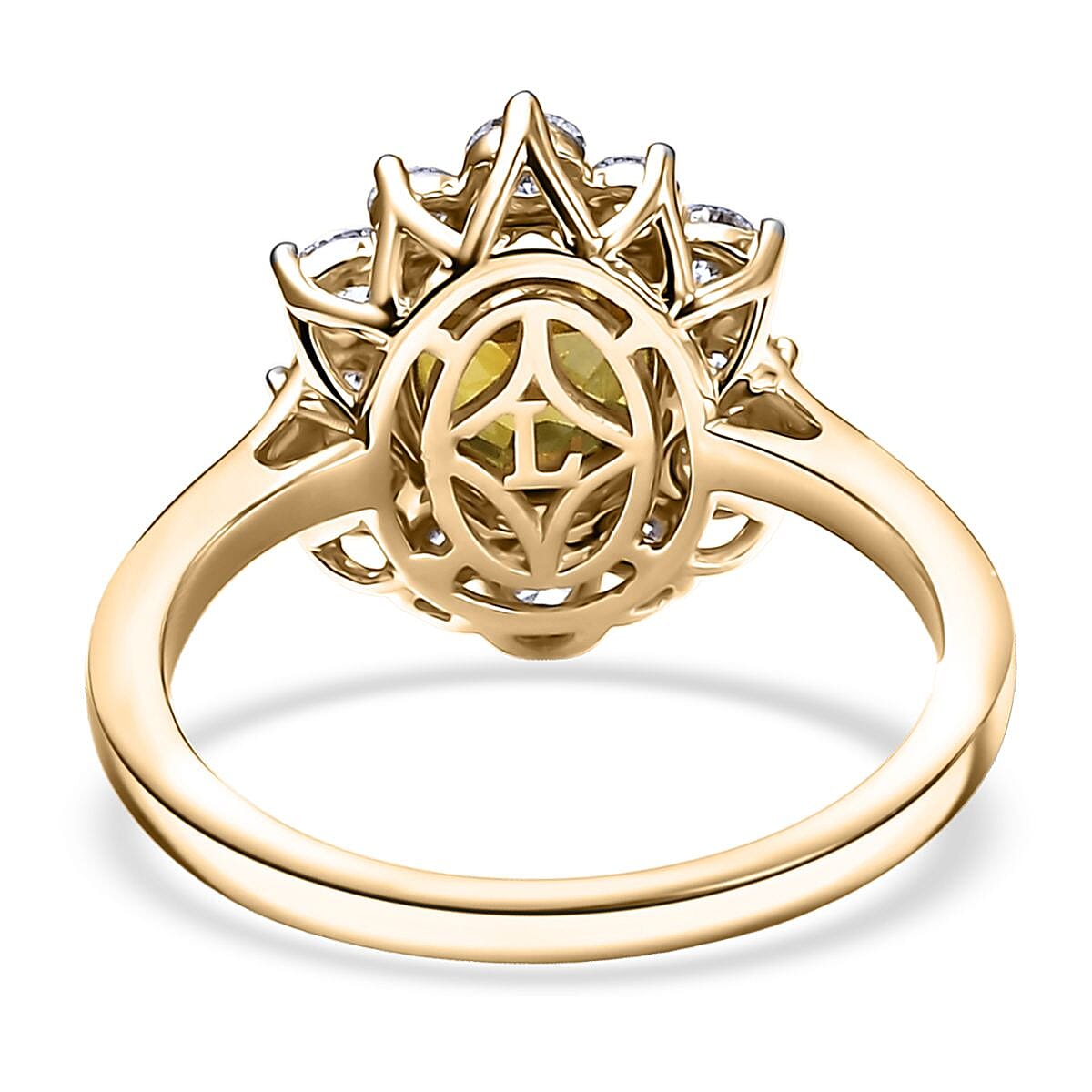 Certified & Appraised AAA Sava Sphene and Luxuriant Lab Grown Diamond G-H SI 2.96 ctw Ring in 10K Yellow Gold (Size 7.0) image number 4