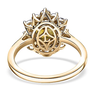 Certified & Appraised AAA Sava Sphene and Luxuriant Lab Grown Diamond G-H SI 2.96 ctw Ring in 10K Yellow Gold (Size 9.0)