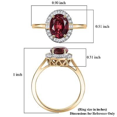 Certified & Appraised Luxoro AAA Ouro Fino Rubellite and Diamond G-H SI 2.25 ctw Floral Ring in 10K Yellow Gold (Size 7.0)
