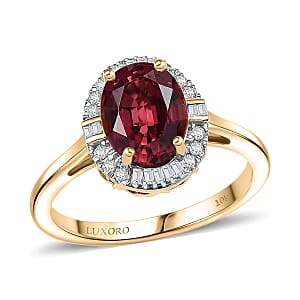 Certified & Appraised Luxoro AAA Ouro Fino Rubellite and Diamond G-H SI 2.25 ctw Floral Ring in 10K Yellow Gold (Size 8.0)