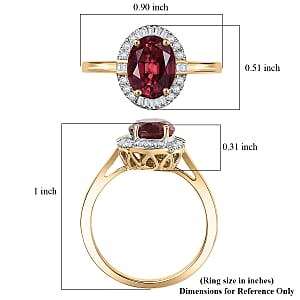 Certified & Appraised Luxoro AAA Ouro Fino Rubellite and Diamond G-H SI 2.25 ctw Floral Ring in 10K Yellow Gold (Size 8.0)