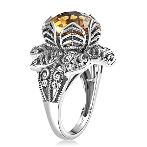 D'Joy Indian Artisan Crafted Brazilian Citrine Ring in Black Oxidised Sterling Silver 5.60 ctw (Size 10.0)