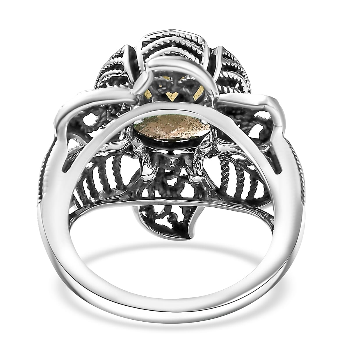 D'Joy Indian Artisan Crafted Brazilian Citrine Ring in Black Oxidised Sterling Silver 5.60 ctw (Size 6.0)