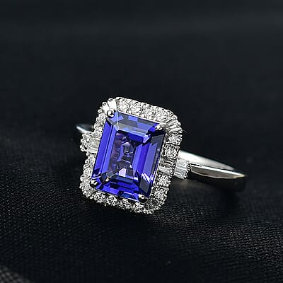 Certified & Appraised Rhapsody AAAA Tanzanite and Diamond E-F VS 3.00 ctw Ring in 950 Platinum (Size 6.0) 6.0 Grams