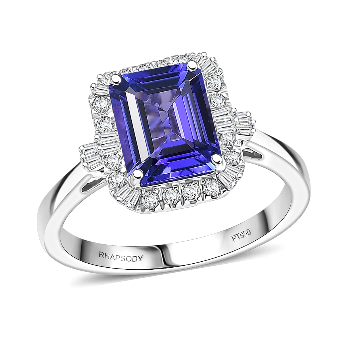 Certified & Appraised Rhapsody AAAA Tanzanite and Diamond E-F VS 3.00 ctw Ring in 950 Platinum (Size 7.0) 6 Grams image number 0