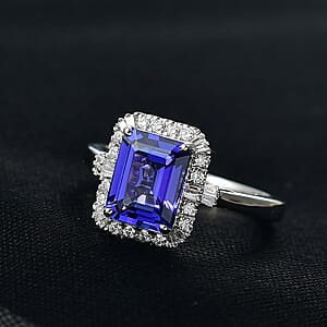 Certified & Appraised Rhapsody AAAA Tanzanite and Diamond E-F VS 3.00 ctw Ring in 950 Platinum (Size 7.0) 6 Grams