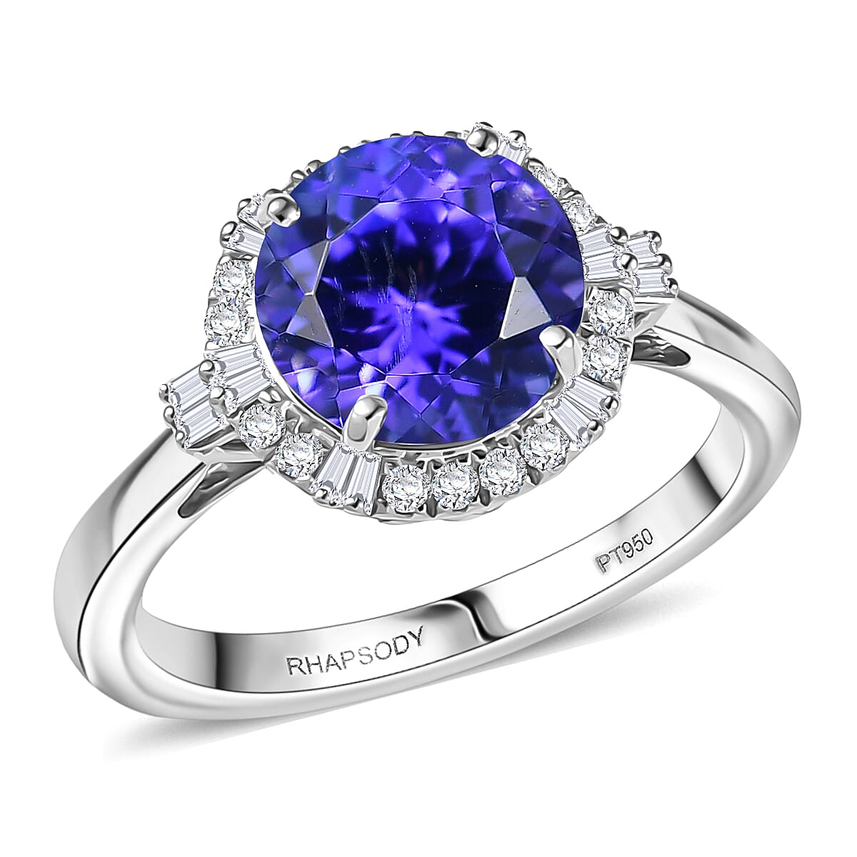 Certified & Appraised Rhapsody AAAA Tanzanite and Diamond E-F VS 3.00 ctw Ring in 950 Platinum (Size 6.0) 5.50 Grams image number 0