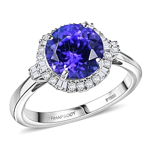 Certified & Appraised Rhapsody AAAA Tanzanite and Diamond E-F VS 3.00 ctw Ring in 950 Platinum (Size 6.0) 5.50 Grams