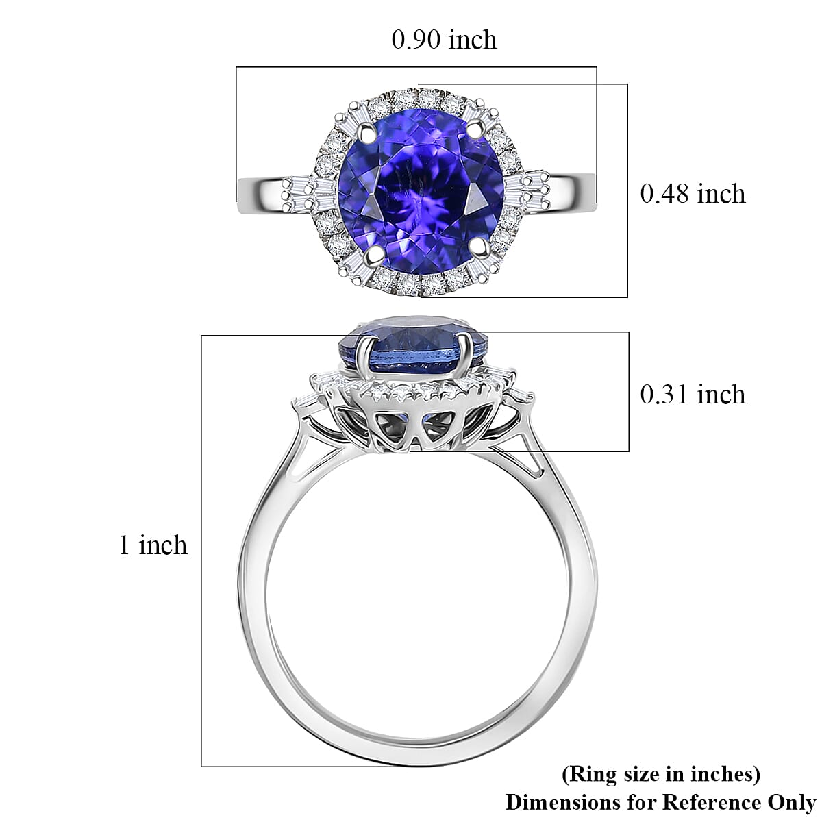 Certified & Appraised Rhapsody AAAA Tanzanite and Diamond E-F VS 3.00 ctw Ring in 950 Platinum (Size 6.0) 5.50 Grams image number 5