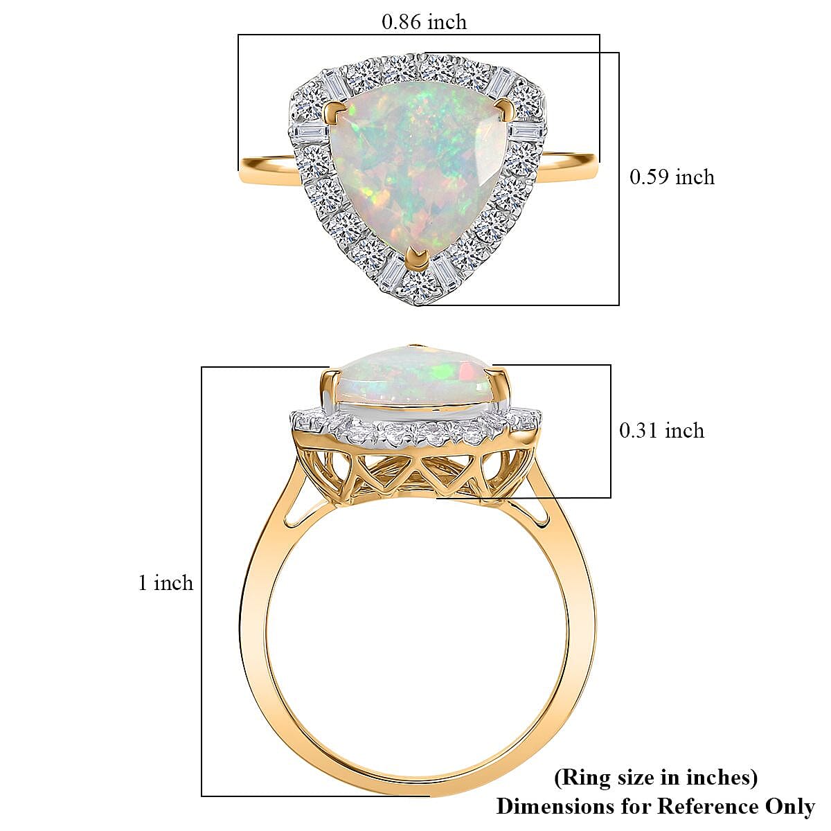 Doorbuster Certified & Appraised AAA Ethiopian Welo Opal and Luxuriant Diamond G-H SI 2.50 ctw Ring in 10K Yellow Gold (Size 6.0) image number 5
