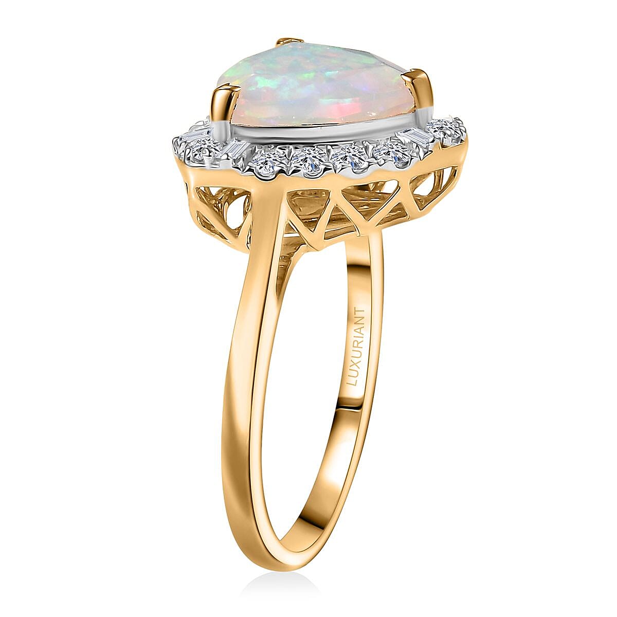  Certified & Appraised AAA Ethiopian Welo Opal and Luxuriant Diamond G-H SI 2.50 ctw Ring in 10K Yellow Gold (Size 8.0) image number 3
