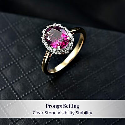 Certified & Appraised Luxoro AAA Radiant Ember Garnet and Diamond G-H I2 2.50 ctw Classic Halo Ring in 10K Yellow Gold (Size 8.0)