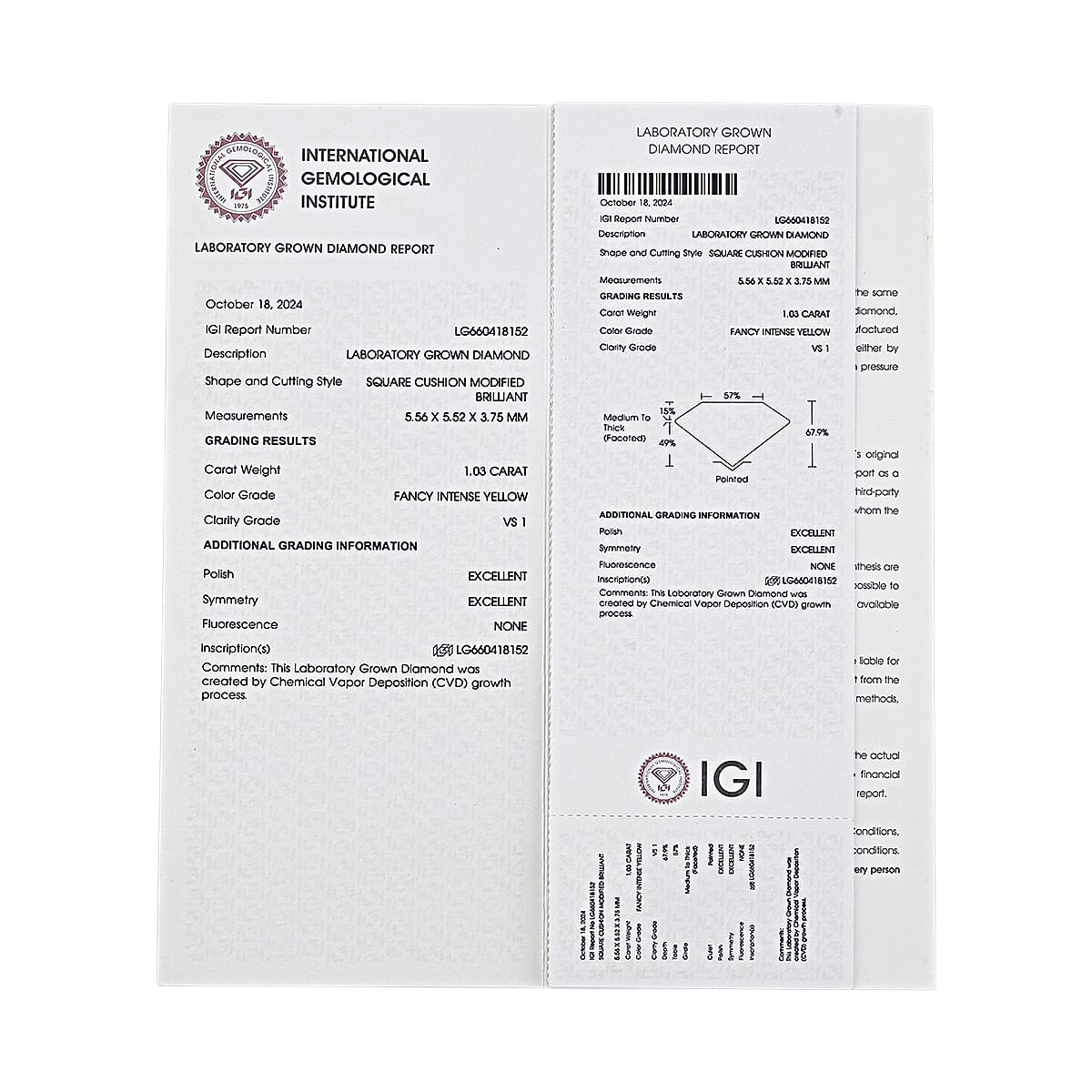 IGI Certified Luxuriant Lab Grown Yellow Diamond (VS2) (Sqr Cush) 1.00 ctw image number 5