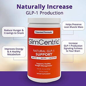 SlimCentric Natural GLP-1 Support Healthy Weight Management Dietary Supplement (16.4oz, 30 Day Supply)