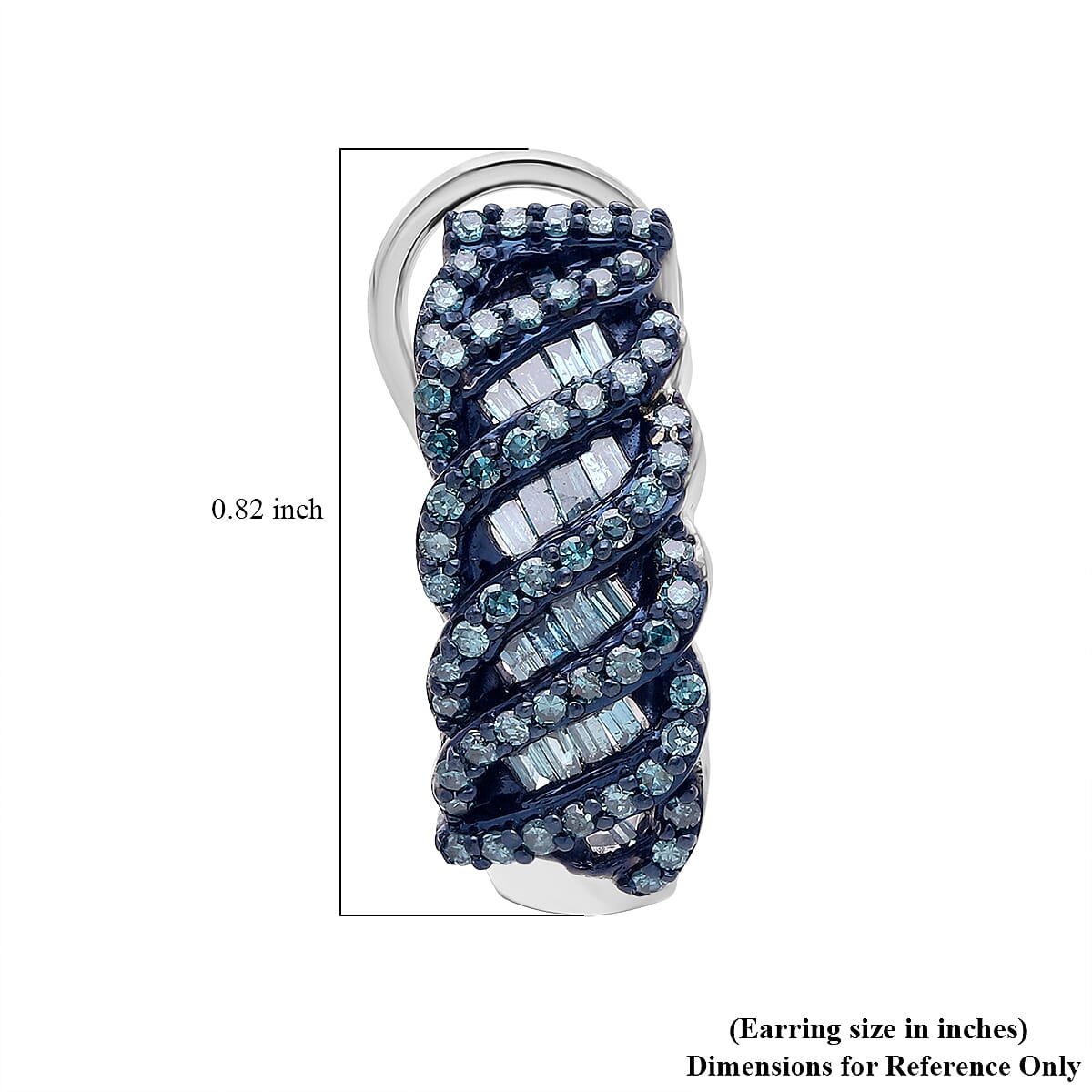 D'Joy Blue Diamond 1.00 ctw Eternal Weave Earrings in Rhodium Over Sterling Silver  image number 4