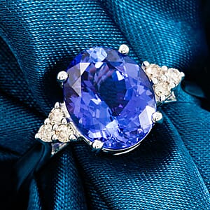 Certified & Appraised Luxoro AAA Tanzanite and I2 Diamond 3.00 ctw Ring in 14K White Gold (Size 10.0)