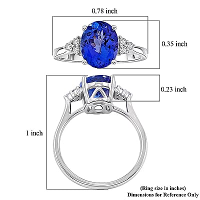 Certified & Appraised Luxoro AAA Tanzanite and I2 Diamond 3.00 ctw Ring in 14K White Gold (Size 10.0)