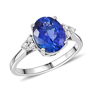 Certified & Appraised Luxoro AAA Tanzanite and I2 Diamond 3.00 ctw Ring in 14K White Gold (Size 6.0)