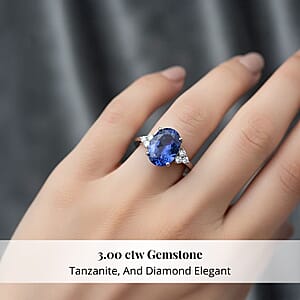 Certified & Appraised Luxoro AAA Tanzanite and I2 Diamond 3.00 ctw Ring in 14K White Gold (Size 6.0)