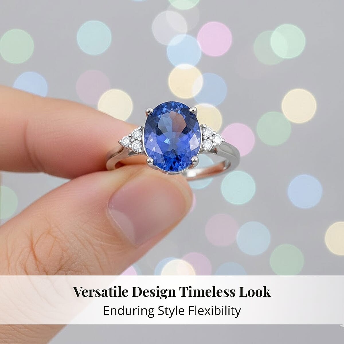 Certified & Appraised Luxoro AAA Tanzanite and I2 Diamond 3.00 ctw Ring in 14K White Gold (Size 6.0) image number 4